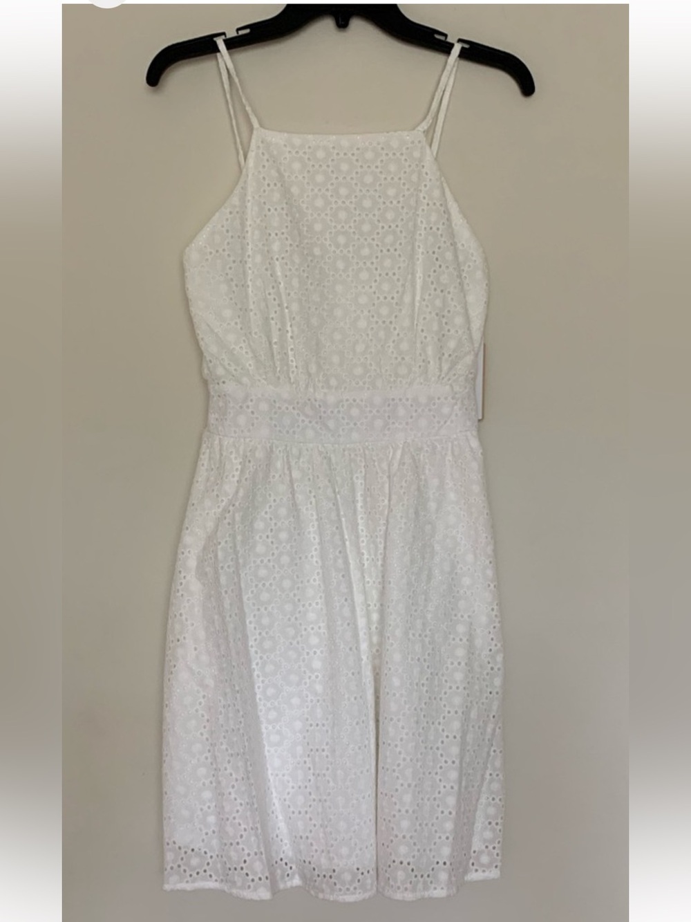 Copper Key White Lace Halter Neck Short Dress